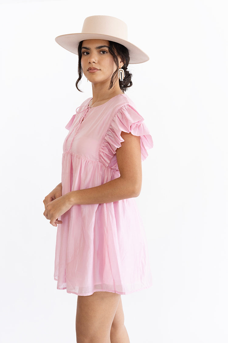 Pink Ruffle Sleeve Dress – Flea Style