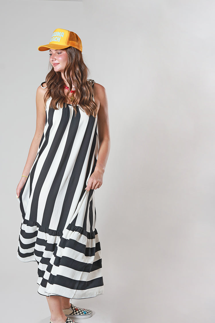 Vertical Stripe Midi Dress