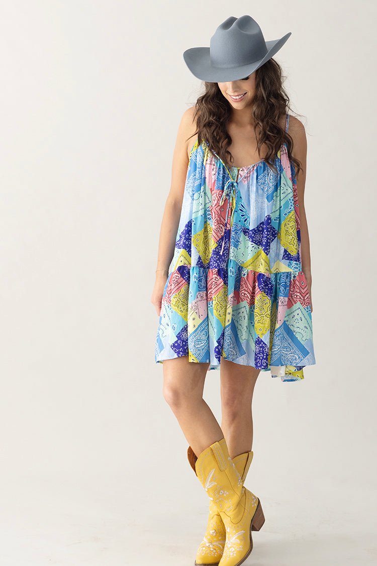 Bandana Print Chiffon Mini Dress Large Bandana Print Chiffon Mini Dress Large