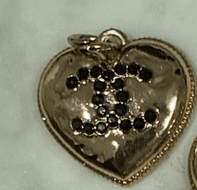 Gold and Black CC Heart Charm Necklace - Flea Style