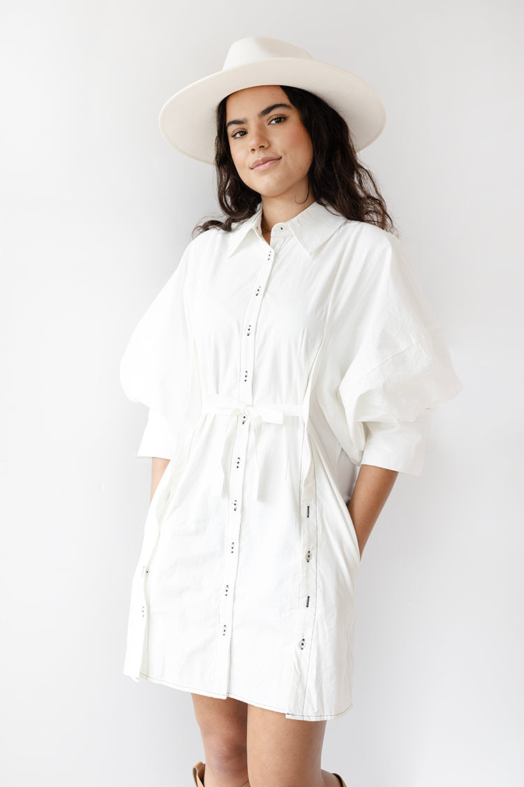 White button down dress hotsell with sleeves