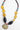 A vintage beaded necklace featuring mustard marbled beads, large black cylindrical beads, pops of red and turquoise accents, antiqued silver-tone spacer beads, and an oversized cream mosaic tile pendant -Vintage_Mixed_Bead_Mosaic_Pendant_Necklace-FleaStyle