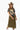 A woman wearing a western-style outfit consisting of a black wash graphic "Dolly" t-shirt, a silky olive green midi skirt  featuring a flattering bias-cut with lace trim bottom, a brown cowboy hat, and silver cowboy boots, set against a plain white studio background-Lace_Trim_Satin_Midi_Skirt_-_Olive-FleaStyle
