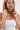 Woman wearing a white tank top holding a Chunky Beaded Choker Necklace Brown against a plain background-Fleastyle
