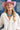 Woman wearing a Chunky Beaded Choker Necklace - Turquoise and pink painted cowboy hat against a denim background laughing-Fleastyle