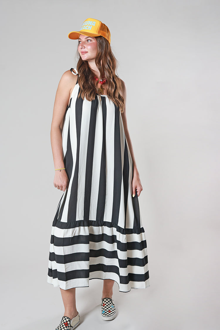 Vertical Stripe Midi Dress
