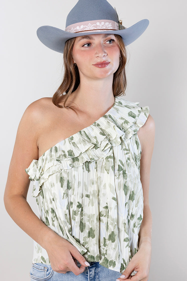 Green Bad Ruffles One Shoulder Ruffle Top - Light Green – Flea Style
