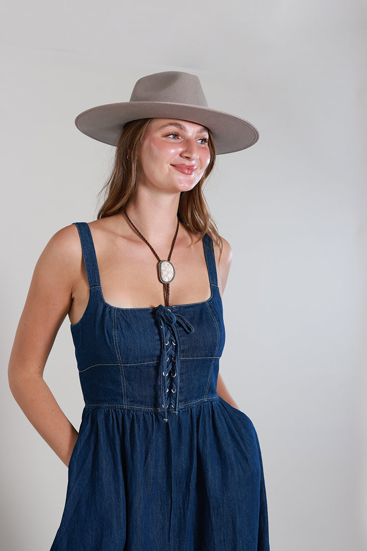 Lace Up Corset Midi Dress