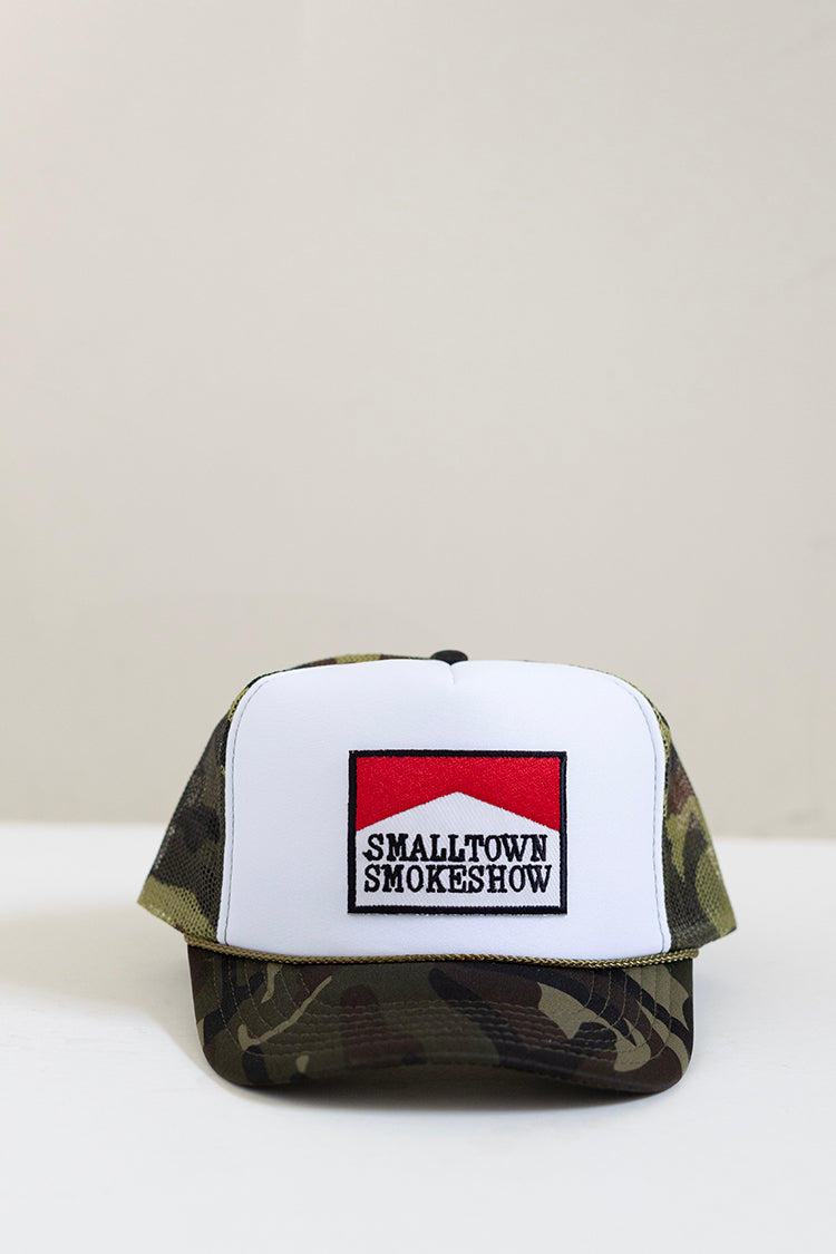 "Smalltown Smokeshow" Camo Trucker Hat
