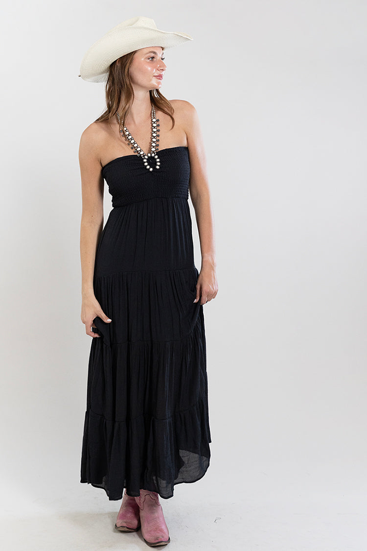smocked strapless dress Maxi Pair with heels and V-Neck Circle Midi Dress swatches-fadyen-bias-cut-maxi-dress Size:3XLARGE