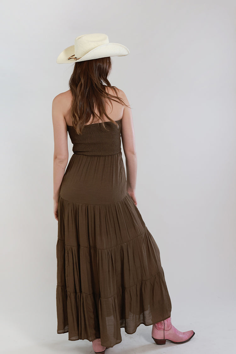 Smocked Strapless Maxi Dress