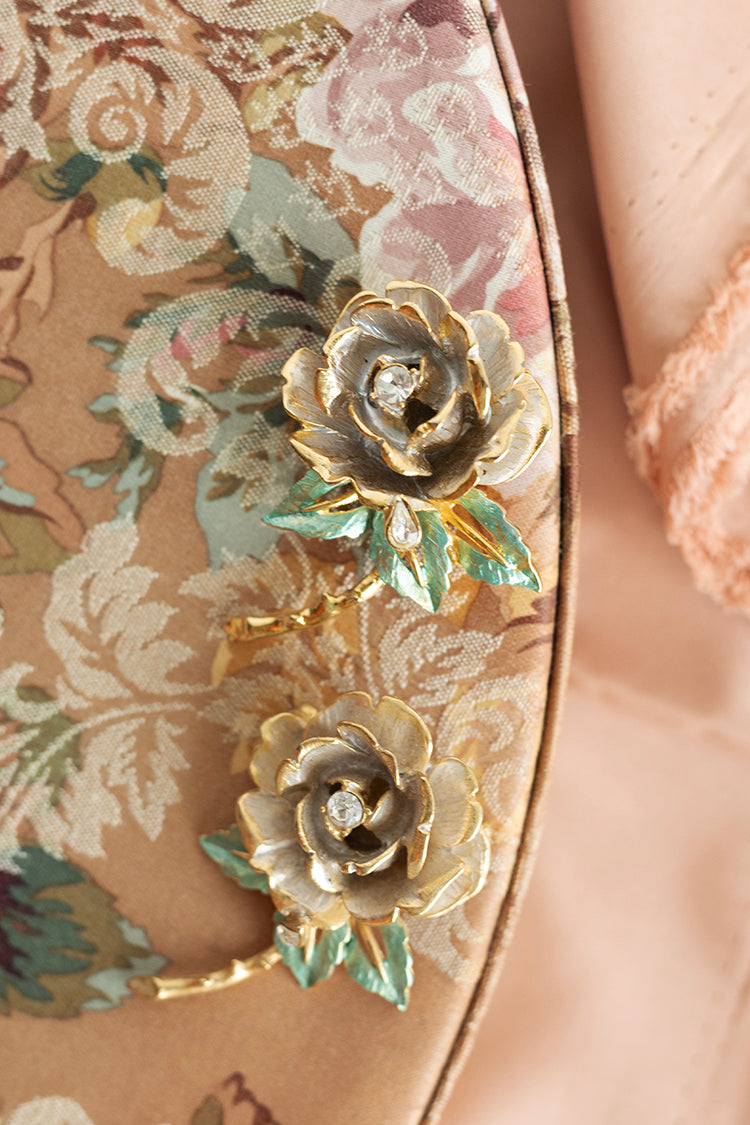 Vintage Aged Pink Rose Brooch - Flea Style