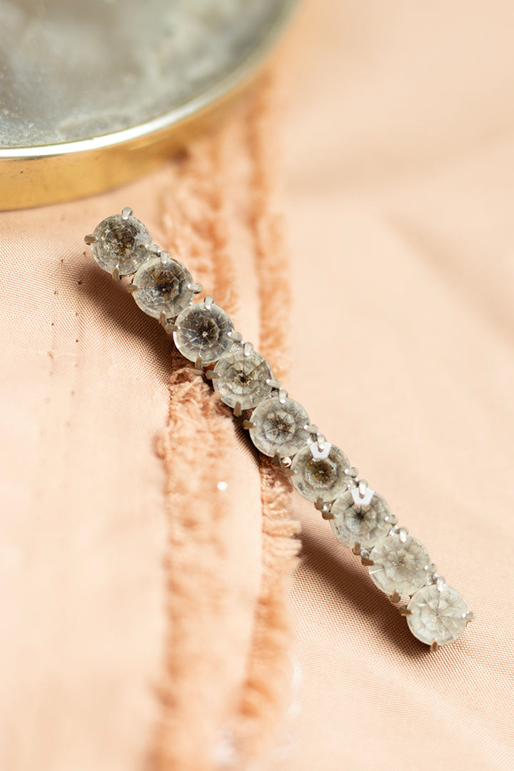 Vintage Aged Silver Bling Bar Brooch- Flea Style