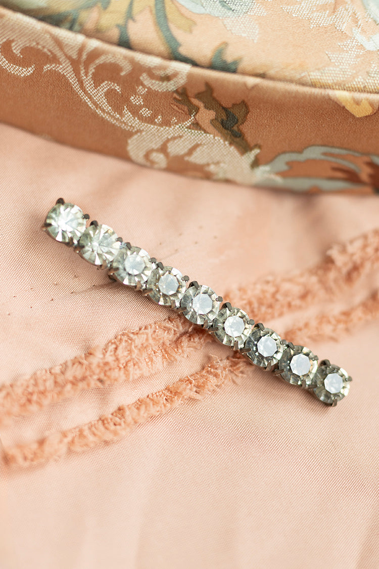 Vintage Aged Silver Bling Bar Brooch- Flea Style