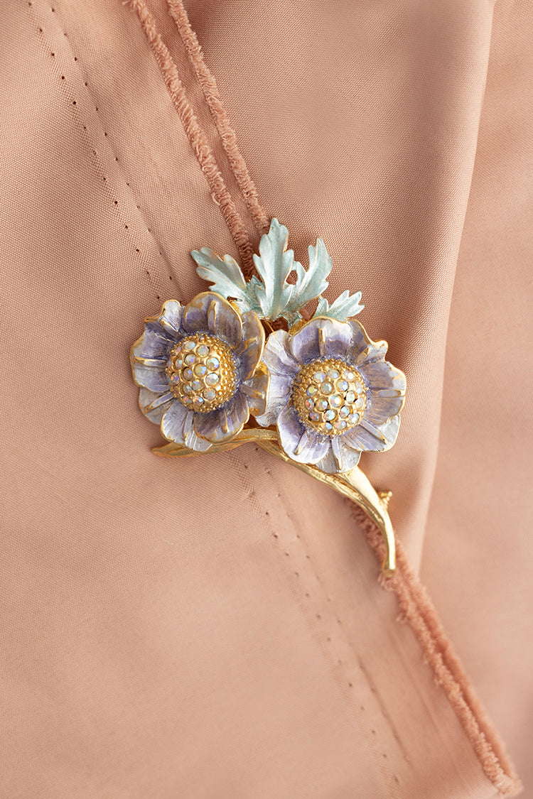 Vintage Double Flower Bling Brooch - Flea Style