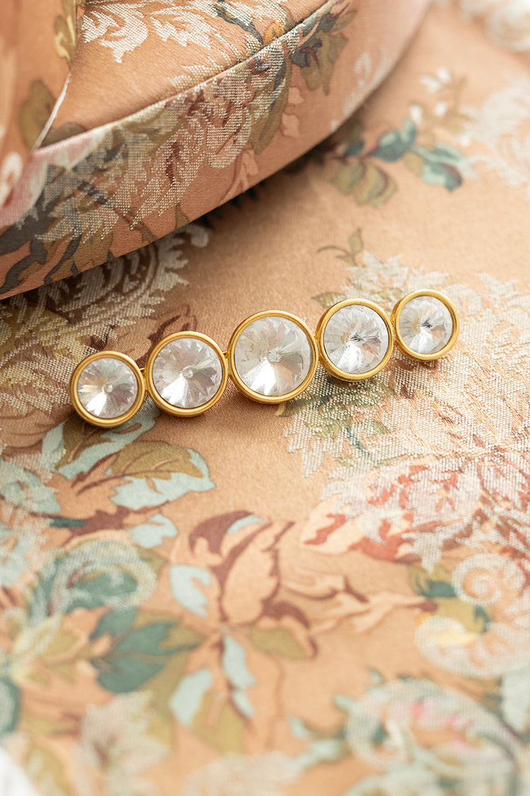 Vintage Gold Rhinestone Bar Brooch -Flea Style