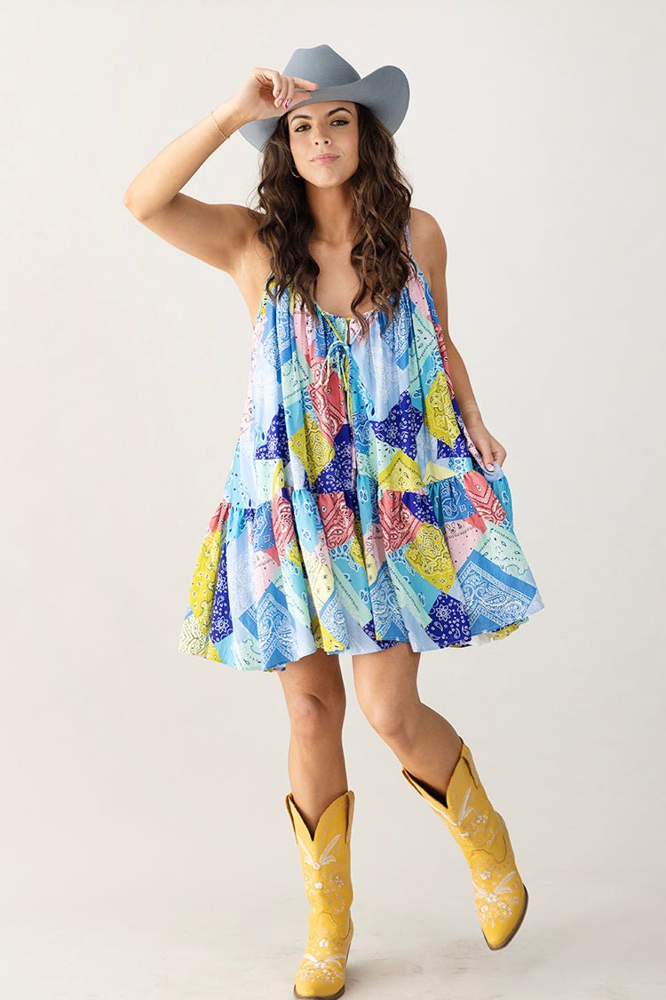 Bandana Print Chiffon Mini Dress Large Bandana Print Chiffon Mini Dress Large
