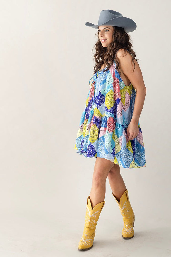 Bandana Print Chiffon Mini Dress - Flea Style