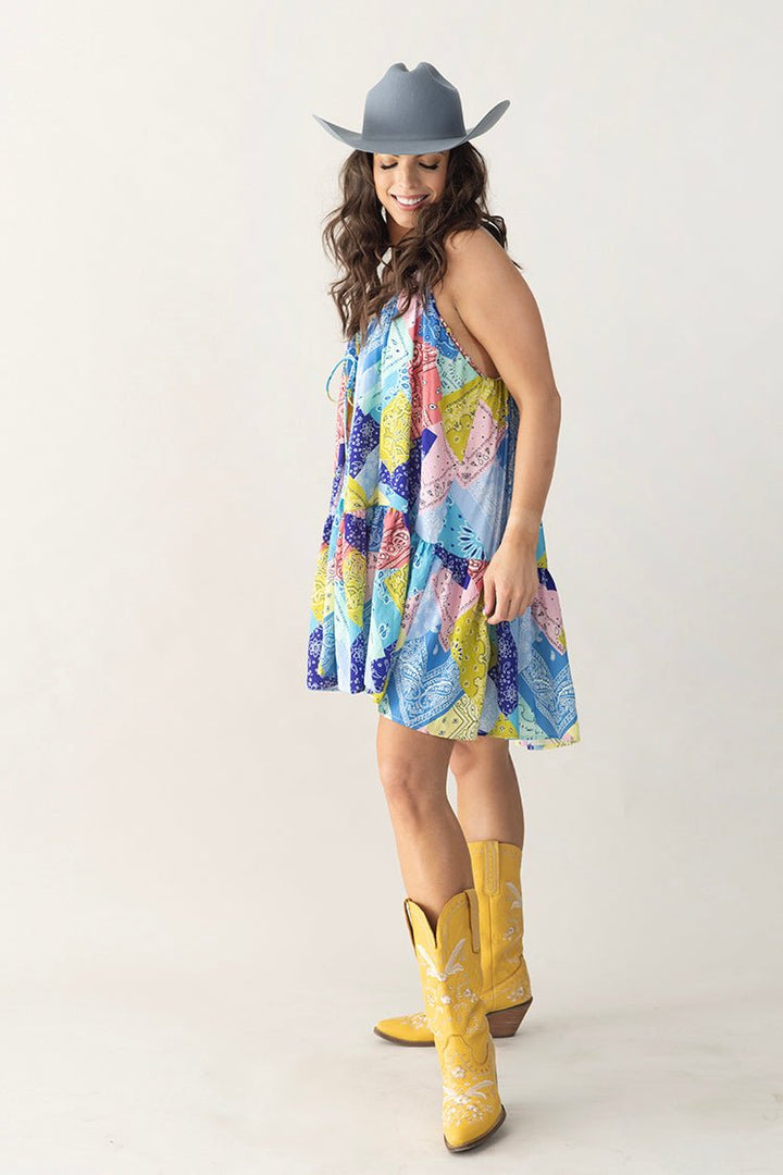 Bandana Print Chiffon Mini Dress - Flea Style
