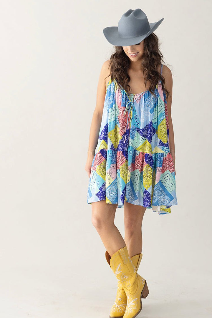 Bandana Print Chiffon Mini Dress - Flea Style