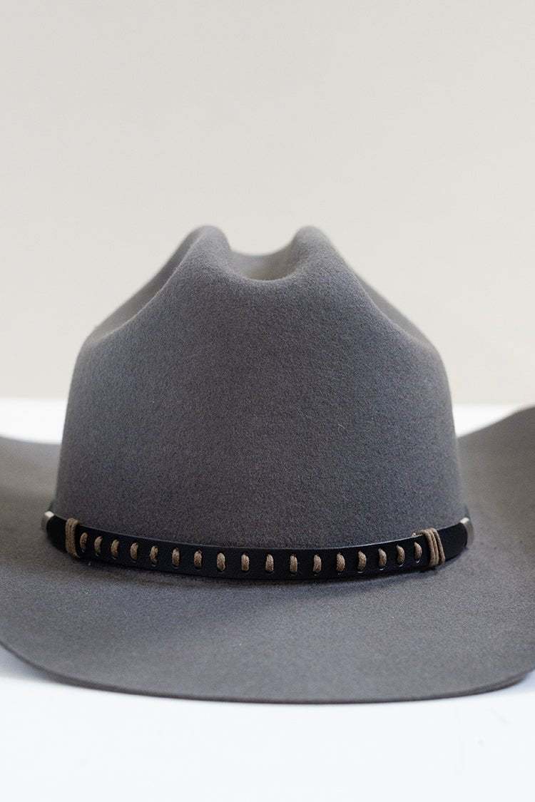 Black and Brown Detailed Leather Hat Band - Flea Style