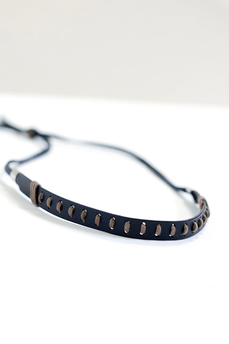 Black and Brown Detailed Leather Hat Band - Flea Style