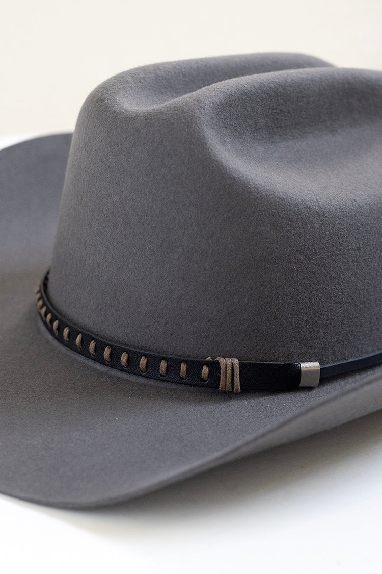 Black and Brown Detailed Leather Hat Band - Flea Style