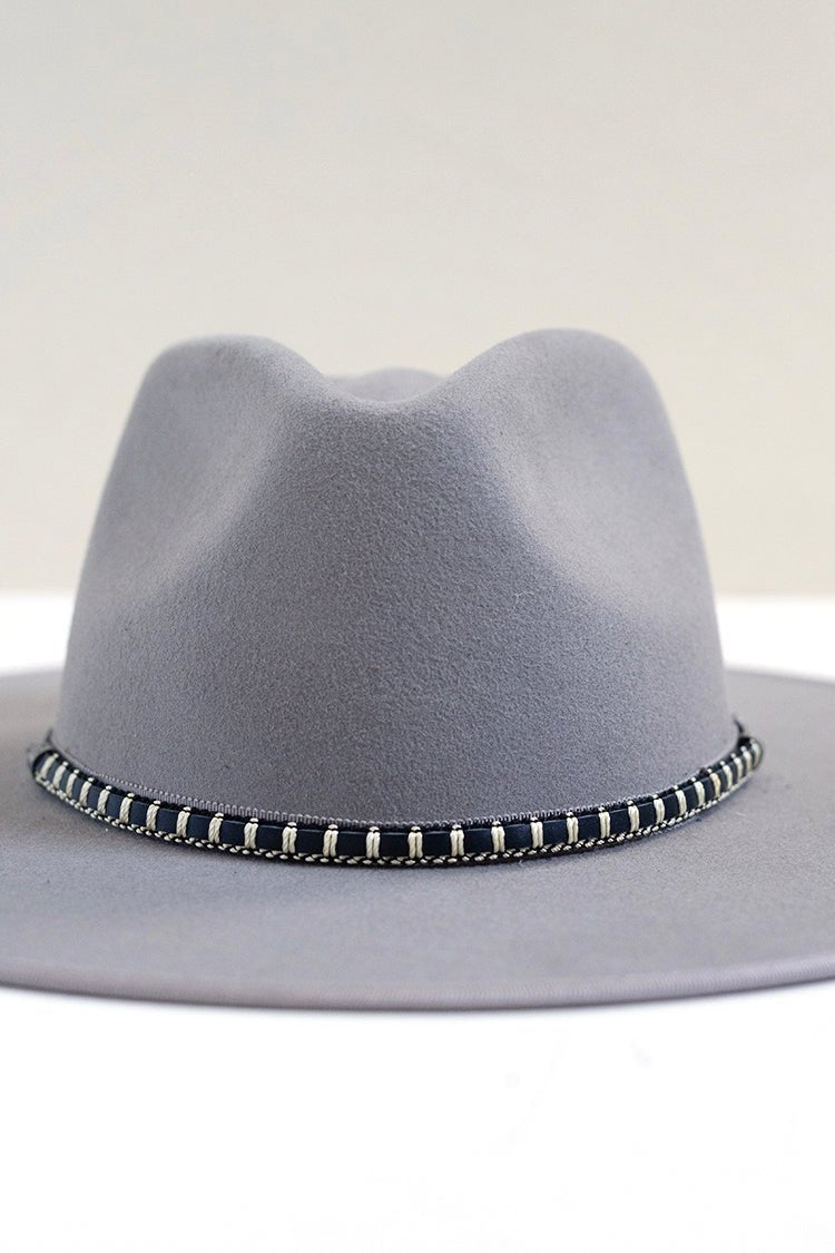 Black and Ivory Detailed Leather Hat Band - Flea Style