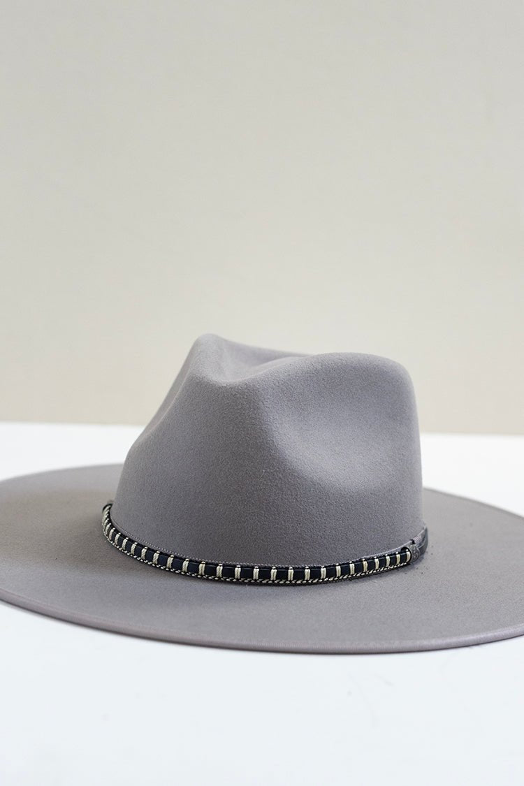 Black and Ivory Detailed Leather Hat Band - Flea Style