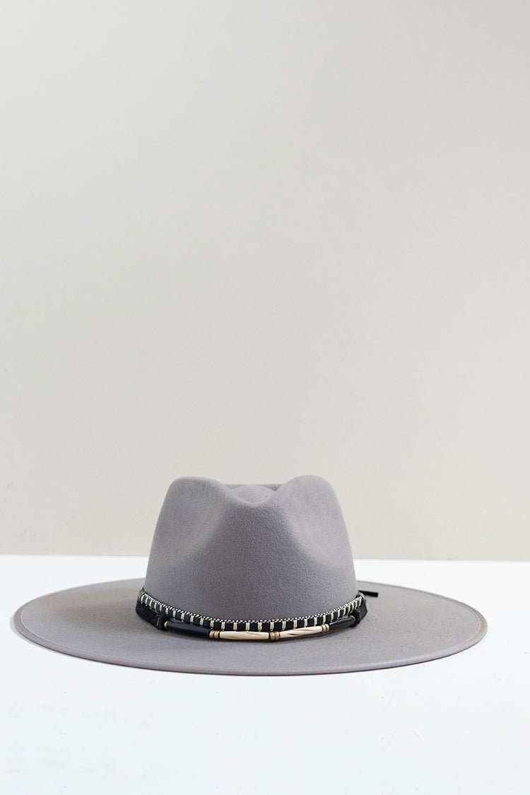 Black and Ivory Detailed Leather Hat Band - Flea Style