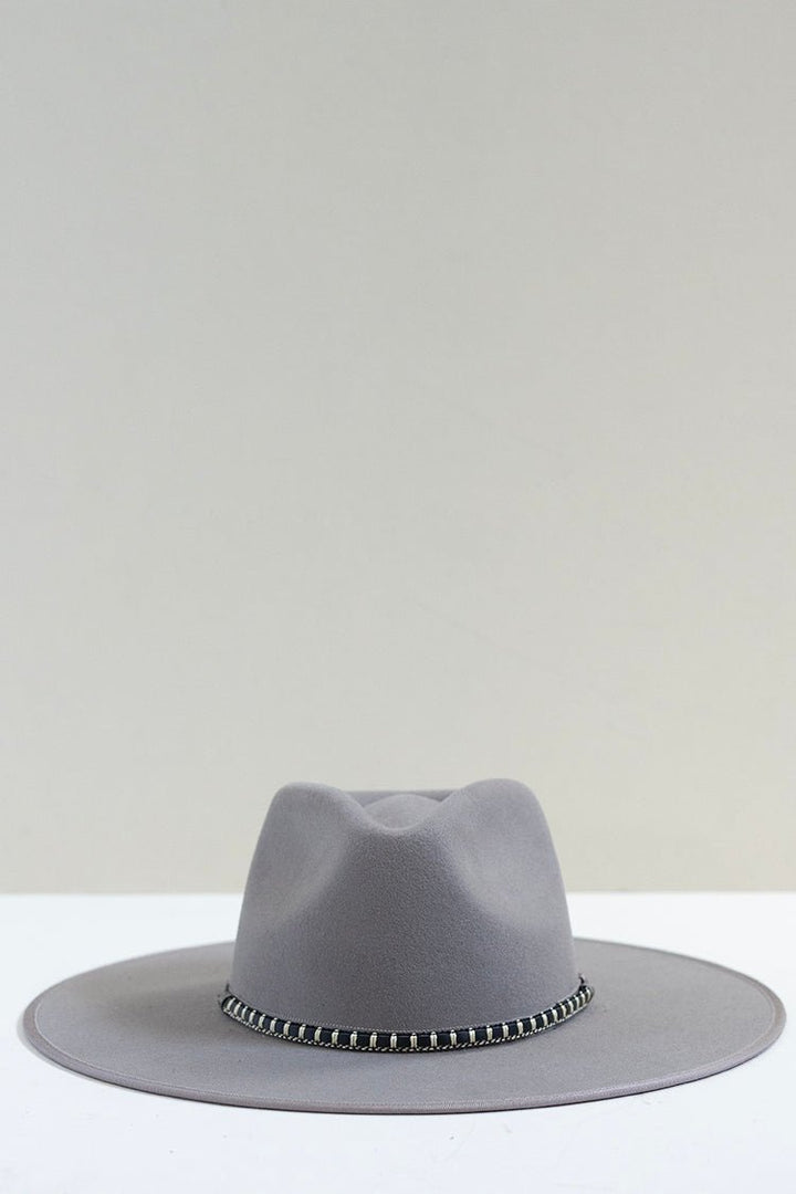 Black and Ivory Detailed Leather Hat Band - Flea Style