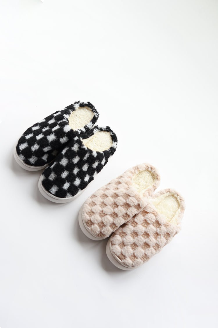 Black and White Checkered Slippers - Flea Style