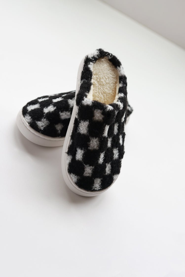 Black and White Checkered Slippers - Flea Style