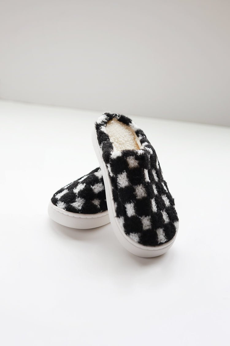 Black and White Checkered Slippers - Flea Style