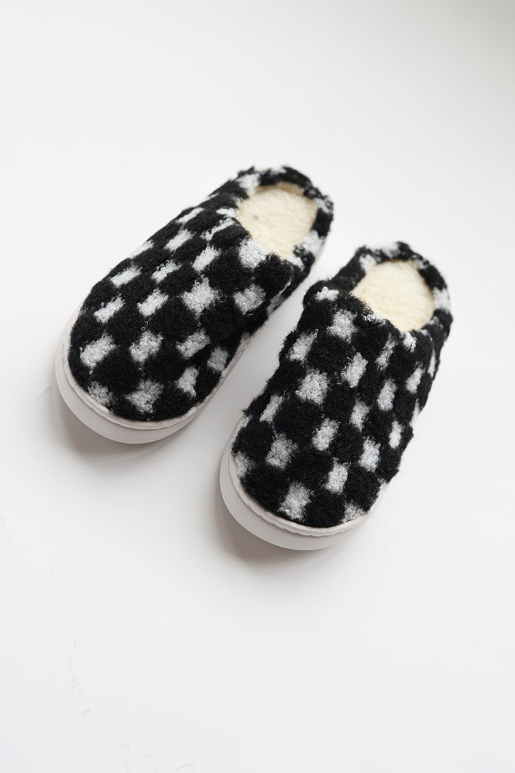 Black and White Checkered Slippers - Flea Style