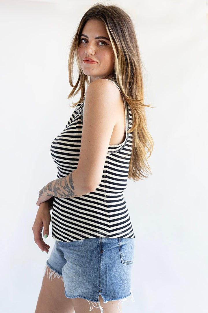 Black and White Stripe Tank Top - Flea Style