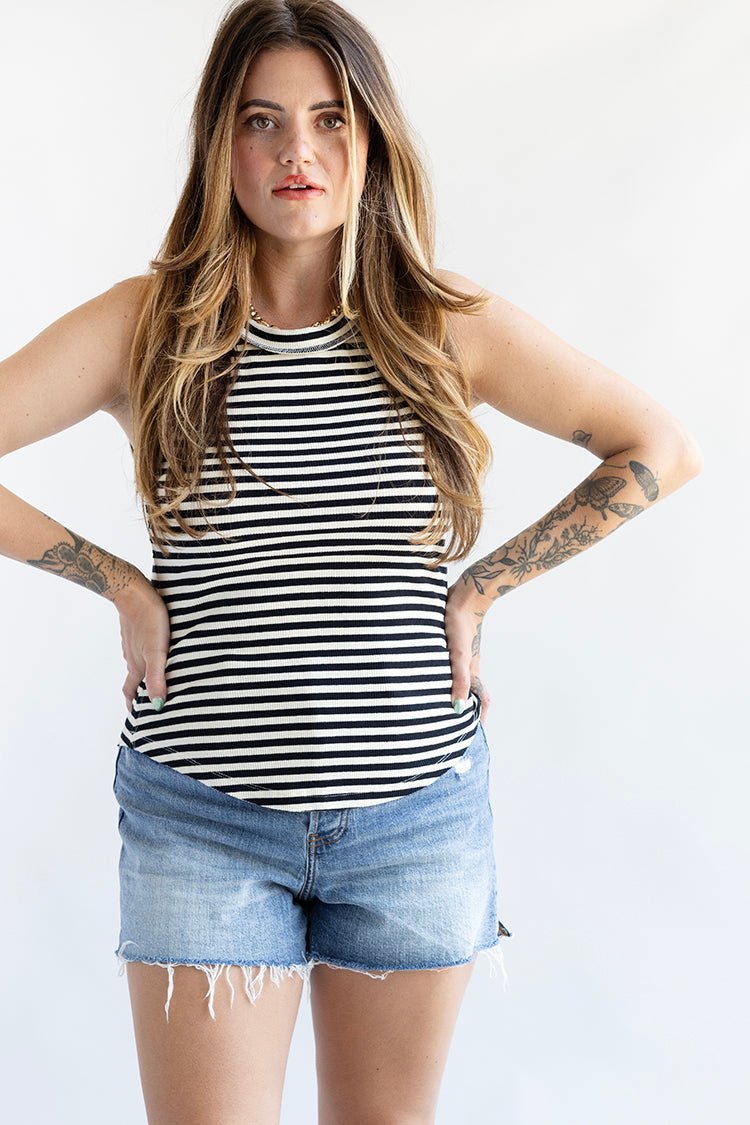 Black and White Stripe Tank Top - Flea Style