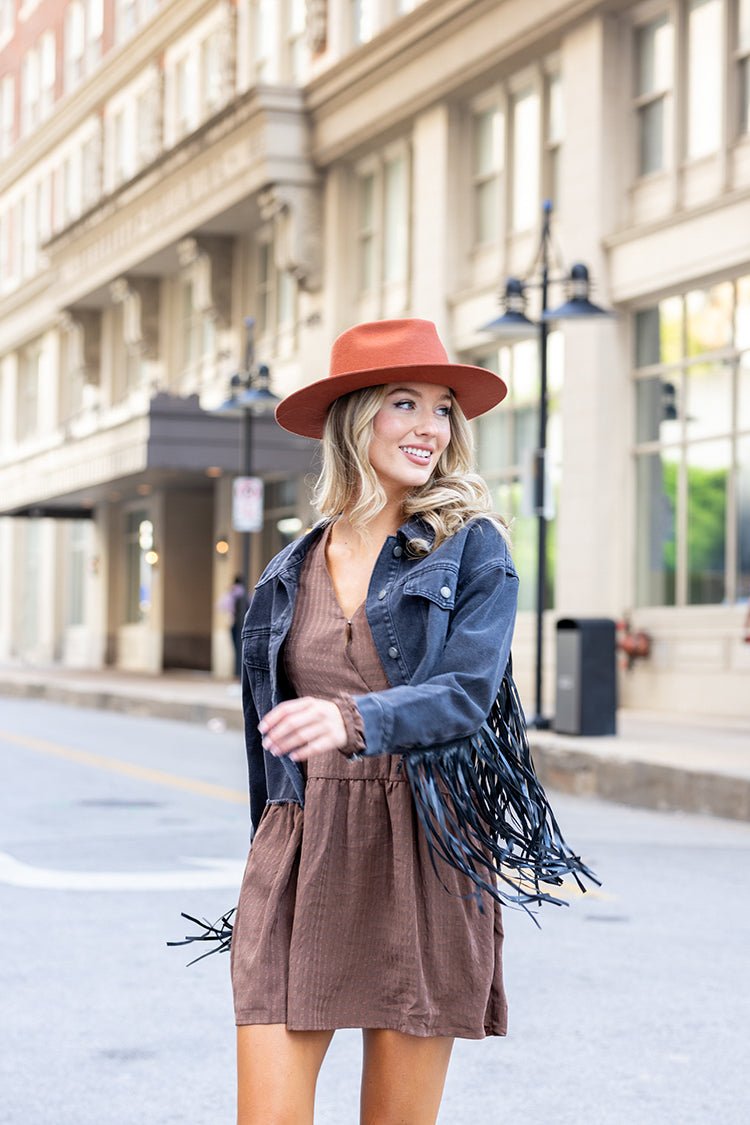 Black Denim Jacket with Fringe - Flea Style