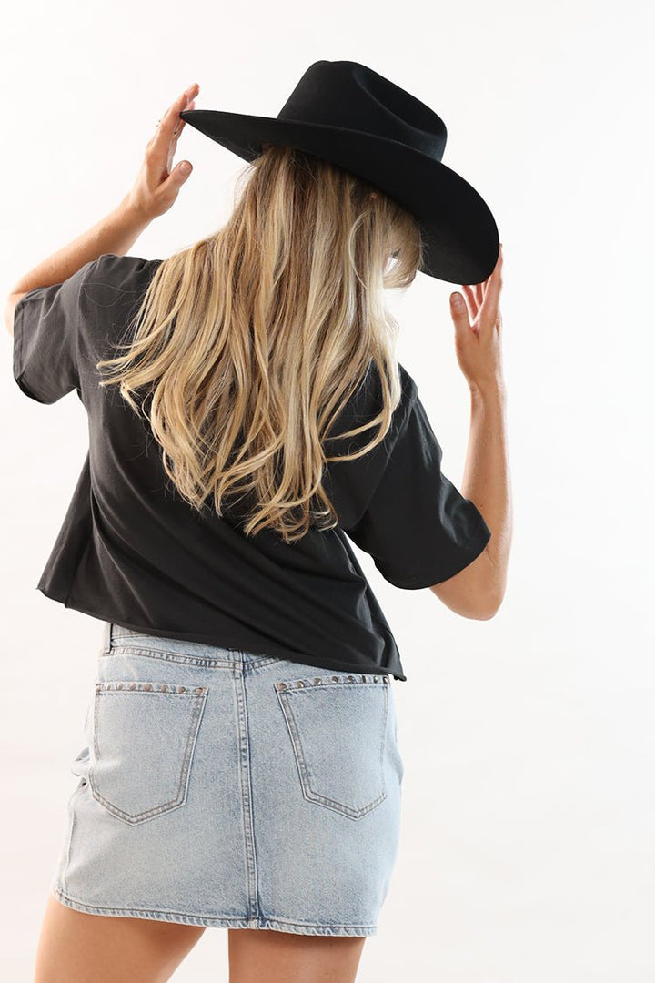 Black Small Town Smokeshow Cropped Graphic T-Shirt - Flea Style