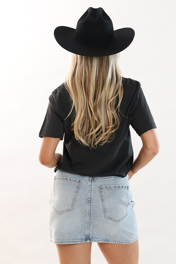 Black Small Town Smokeshow Cropped Graphic T-Shirt - Flea Style