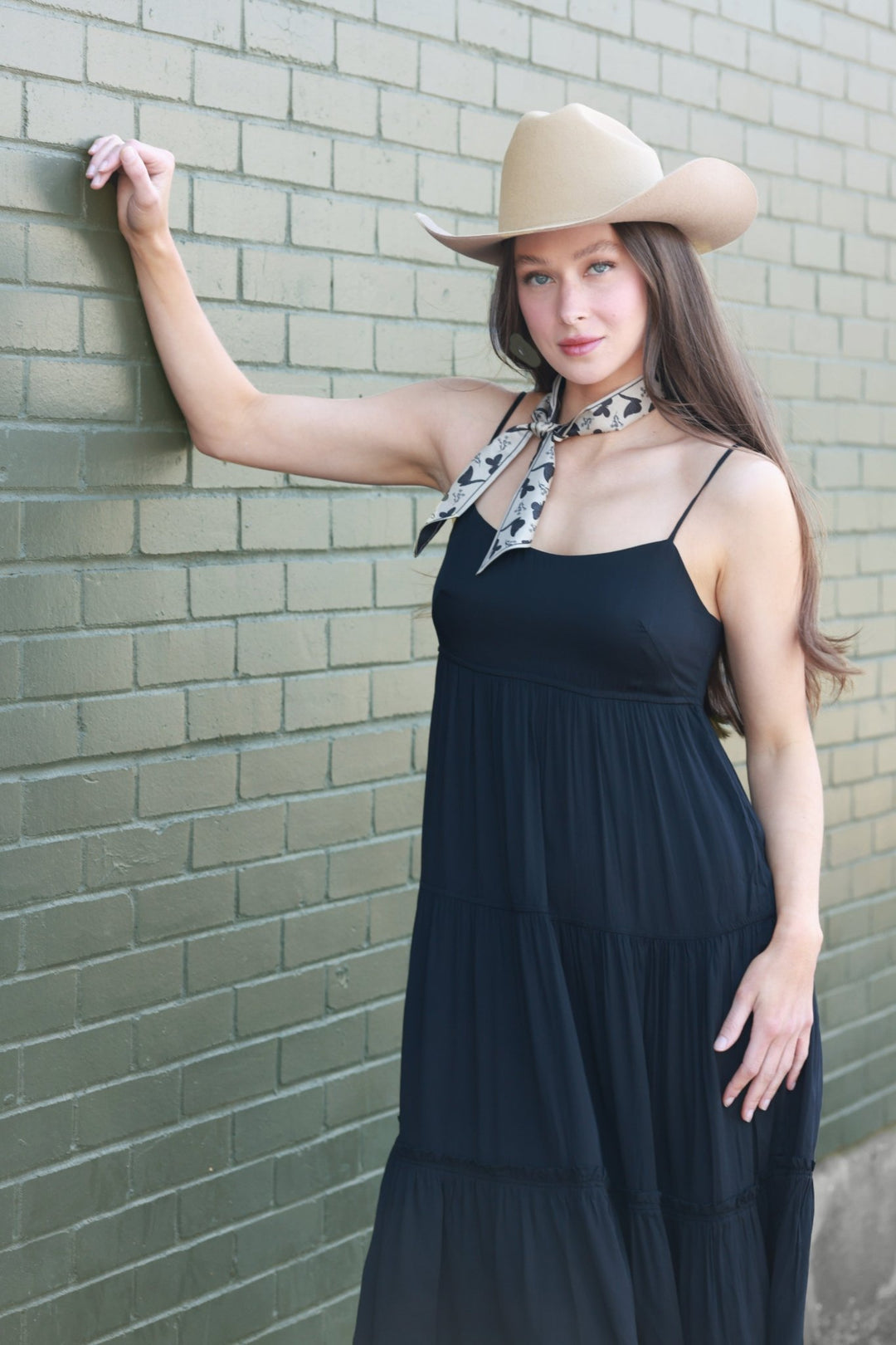 Black Tiered Skinny Strap Maxi Dress - Flea Style