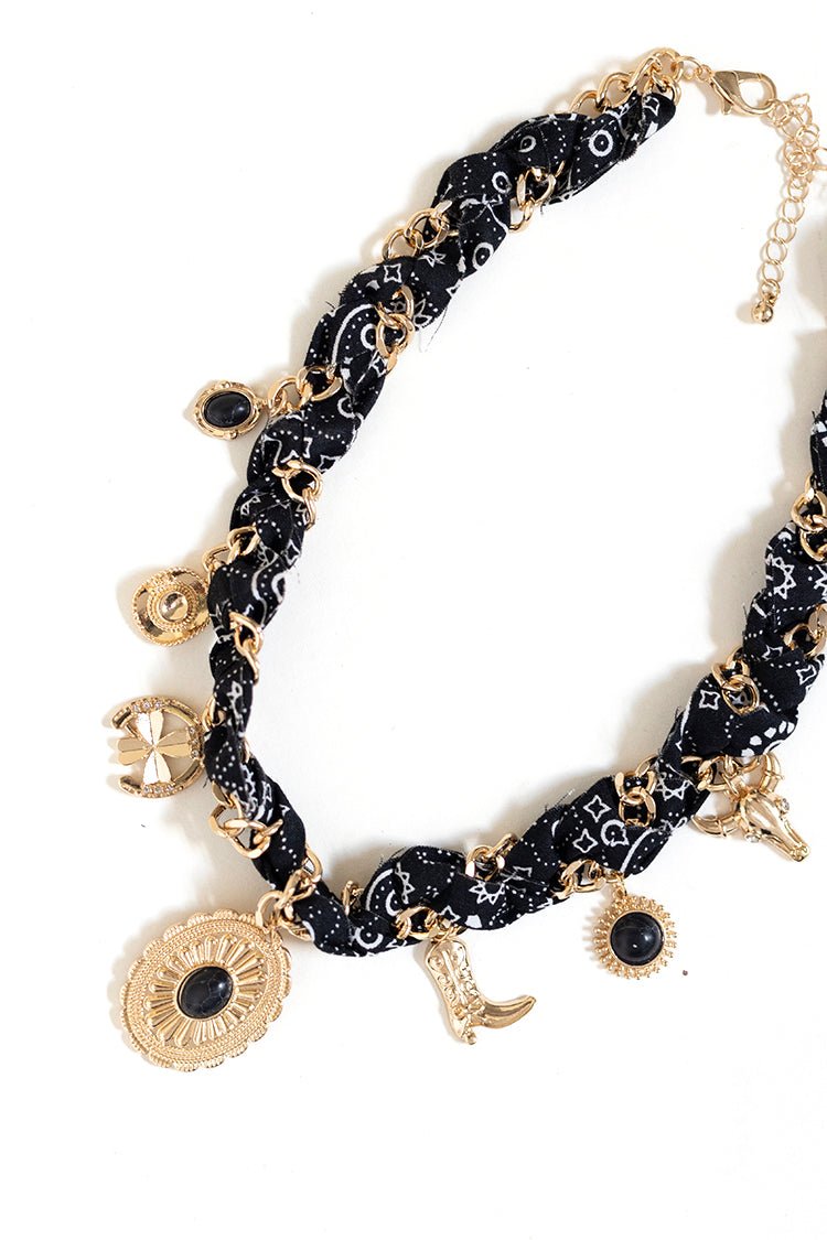 Black Western Inspired Bandana Charm Necklace - Flea Style