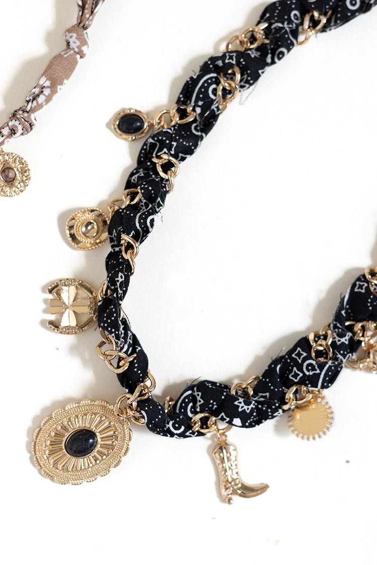 Black Western Inspired Bandana Charm Necklace - Flea Style