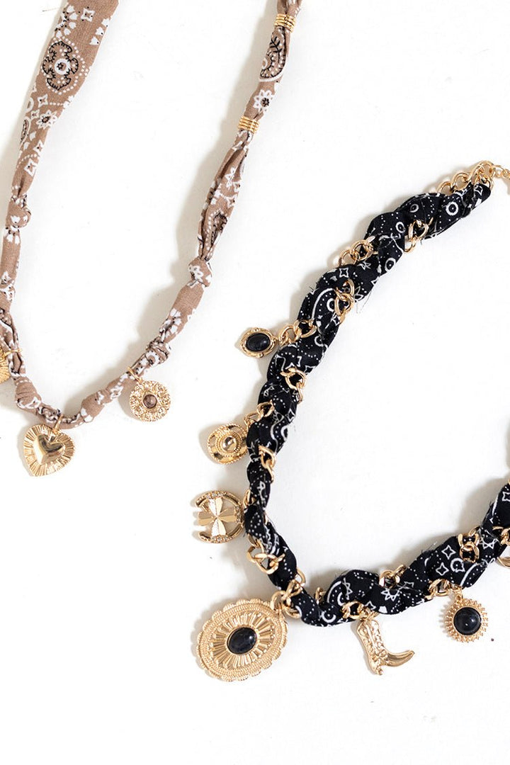 Black Western Inspired Bandana Charm Necklace - Flea Style