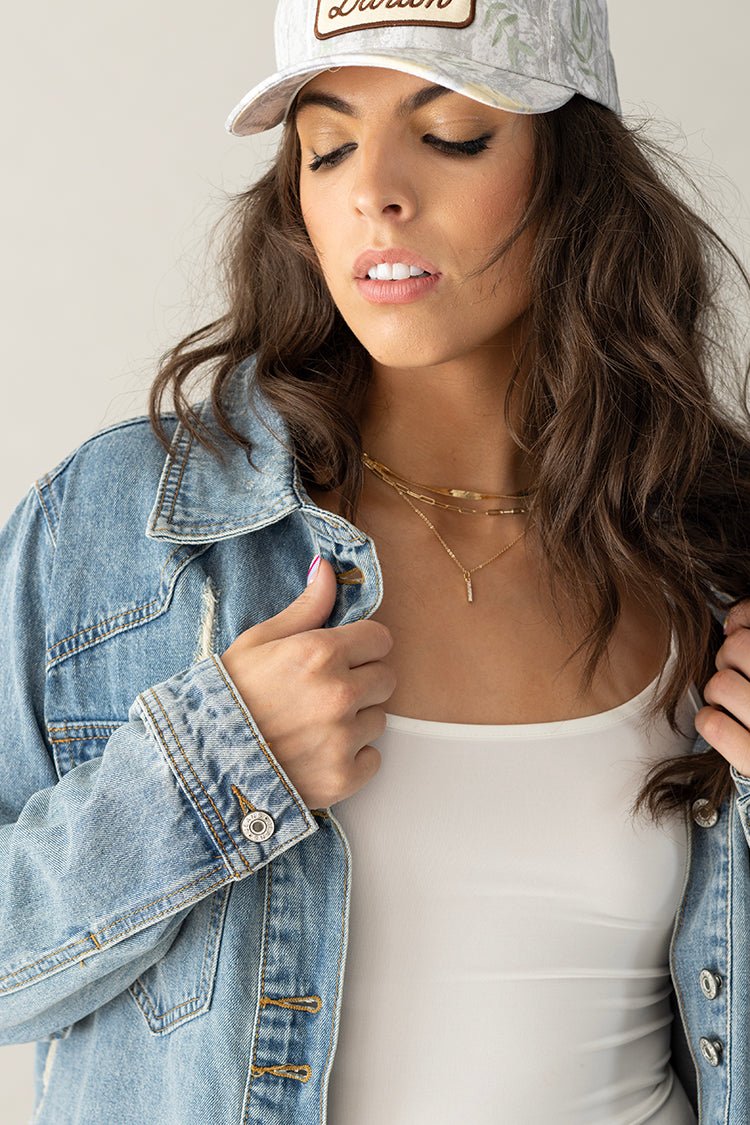 Bling Layered Chain Initial Necklace - Flea Style
