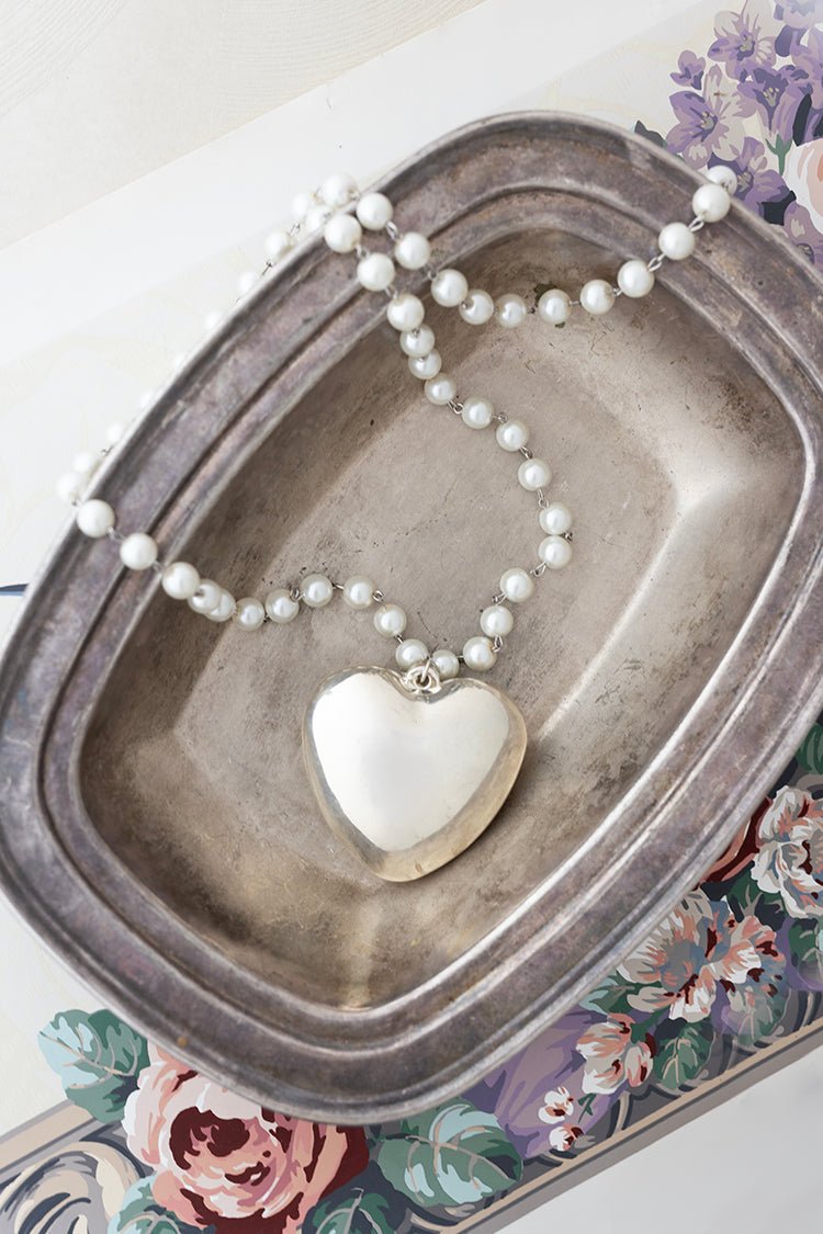 Boho Heart Pendant Pearl Necklace - Flea Style