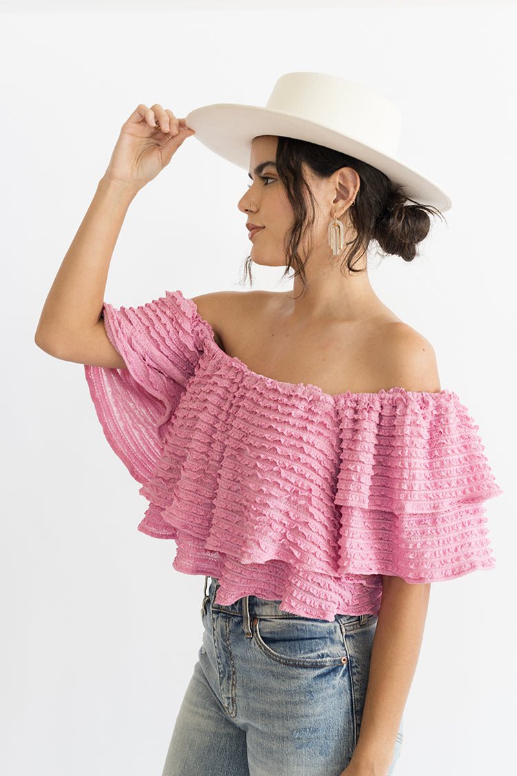 Bright Pink Textured Tiered Top - Flea Style