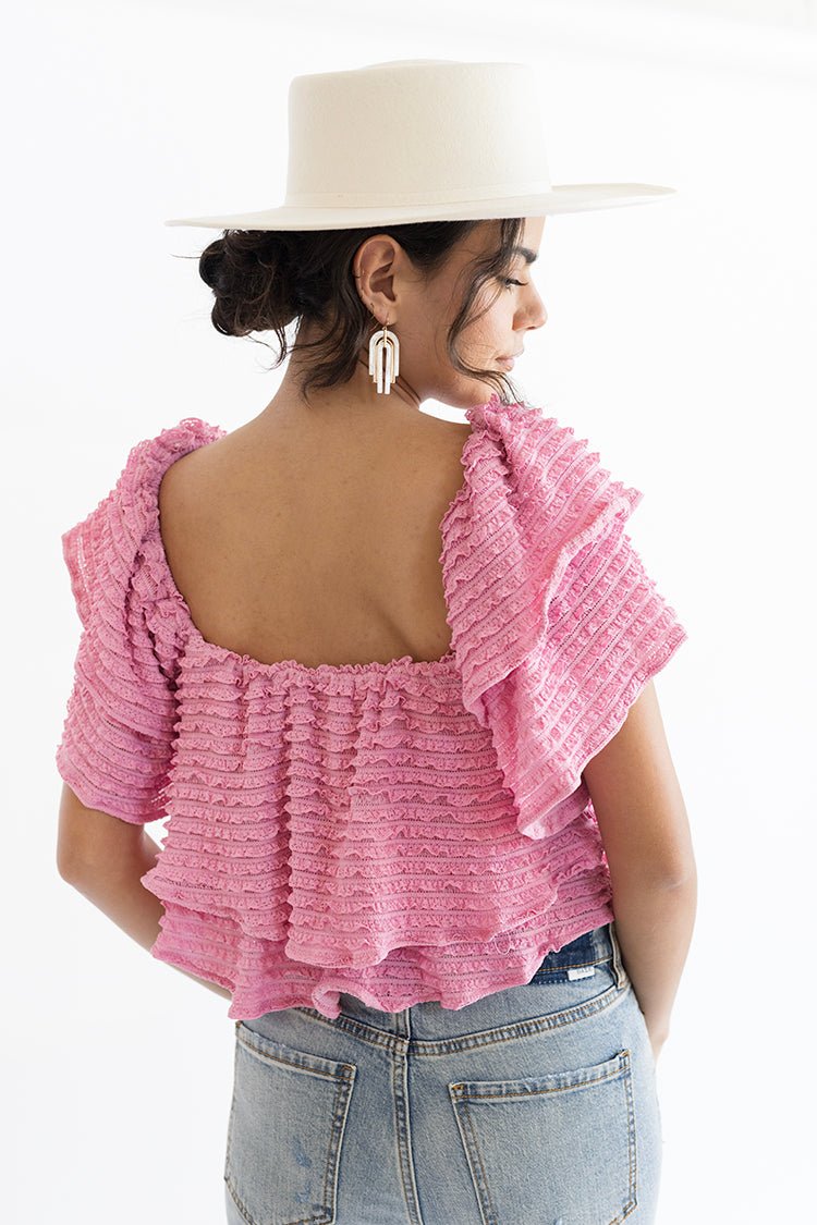 Bright Pink Textured Tiered Top - Flea Style