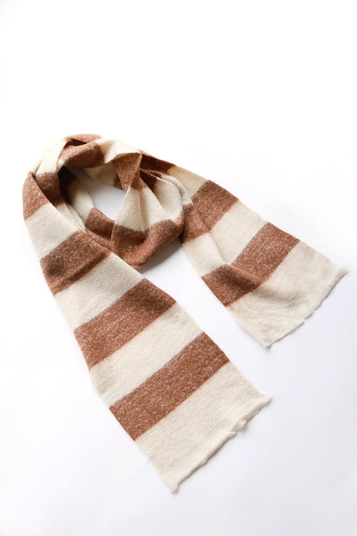 Brown and Cream Striped Chunky Scarf - Flea Style