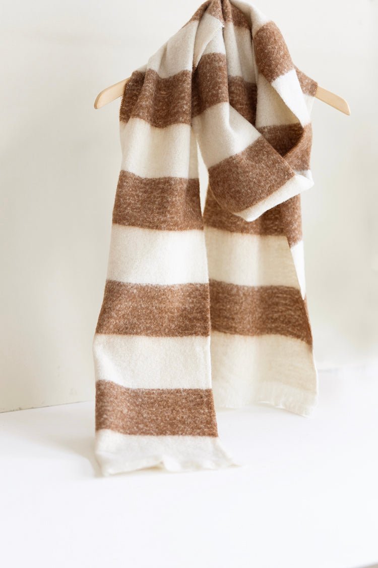 Brown and Cream Striped Chunky Scarf - Flea Style